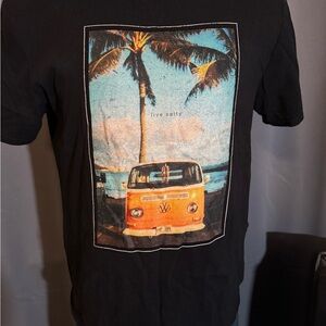 Gildan Black T-Shirt with Tropical Graphic